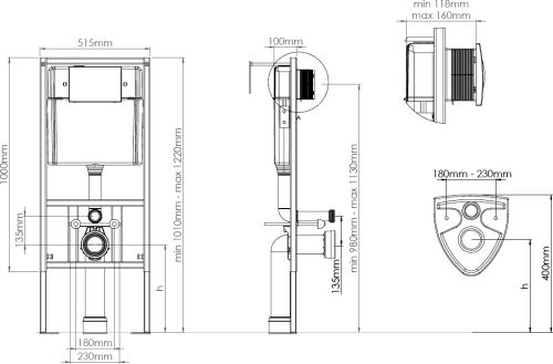 Комплект Унитаз подвесной STWORKI Муле HDC510NWH с микролифтом, безободковый + Инсталляция DIWO 4501 + Кнопка 7323 черная матовая в Усть-Лабинске