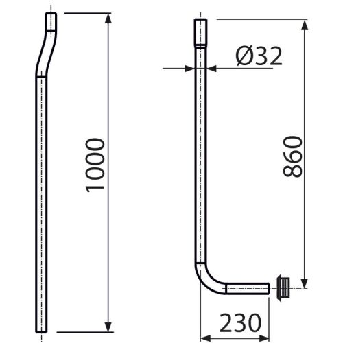 Alca Plast A95 Водосливная труба 32 мм, состоящая из двух частей + прокладка гофрированная в Усть-Лабинске